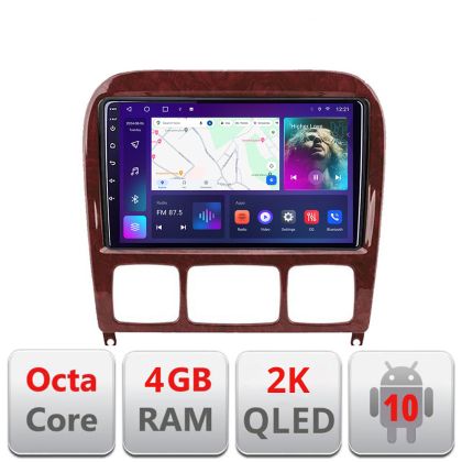 Navigatie Mercedes Clasa S 1998-2005 C-220 Android Octa Core Ecran 2K QLED GPS 4G 4+32GB 360 KIT-220+EDT-E409-2K