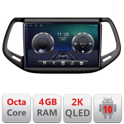 Navigatie Jeep Compass 2017 Manual C-732 Android Octa Core Ecran 2K QLED GPS 4G 4+32GB 360 KIT-732+EDT-E410-2K