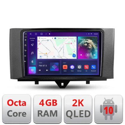 Navigatie Smart For Two 2010-2015 C-Smart10 Android Octa Core Ecran 2K QLED GPS 4G 4+32GB 360 KIT-SMART10+EDT-E409-2K