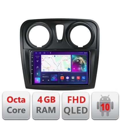 Navigatie Dacia Sandero Logan Lodgy 2012-2020 B-sandero Android Ecran QLED octa core 4+64 carplay android auto kit-sandero+EDT-E309V3