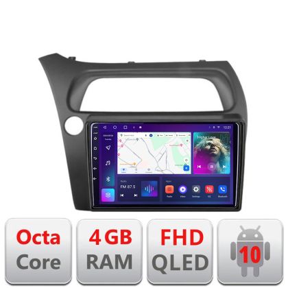 Navigatie Honda Civic Hatchback 2006-2012 B-hatchback Android Ecran QLED octa core 4+64 carplay android auto kit-hatchback+EDT-E309V3