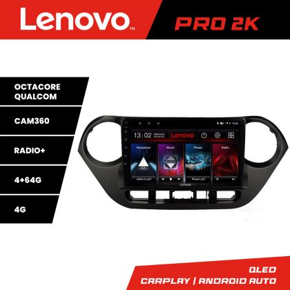 Navigatie Hyundai I10 2013-2019 Lenovo Kit-HY38 8 core QLED 2K 4+64 360 Android Waze USB Navigatie Internet Youtube Radio