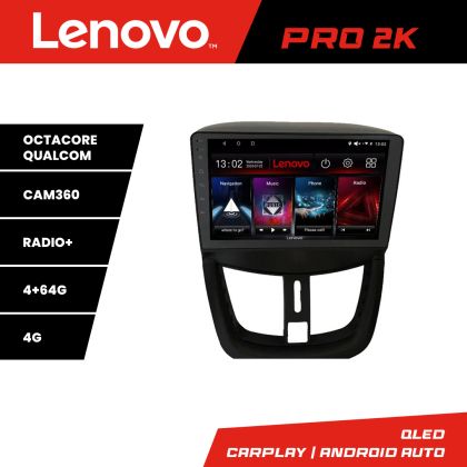 Navigatie Peugeot 207 Lenovo Kit-PE01 8 core QLED 2K 4+64 360 Android Waze USB Navigatie Internet Youtube Radio