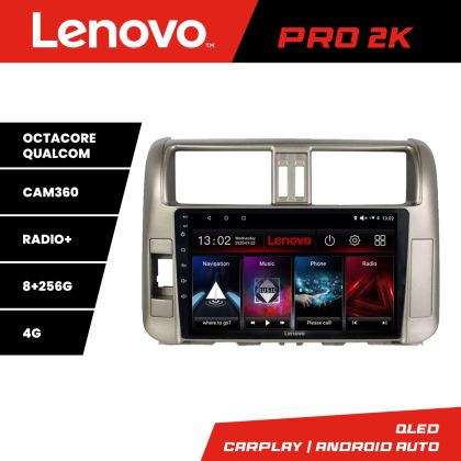 Navigatie Toyota Prado 2010-2013 Lenovo Kit-347 8 core QLED 2K 8+256 360 Android Waze USB Navigatie Internet Youtube Radio