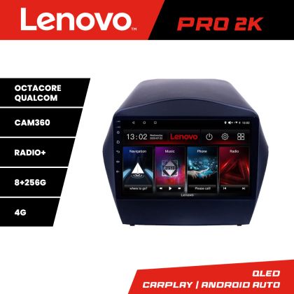 Navigatie Hyundai IX35 Lenovo Kit-361 8 core QLED 2K 8+256 360 Android Waze USB Navigatie Internet Youtube Radio