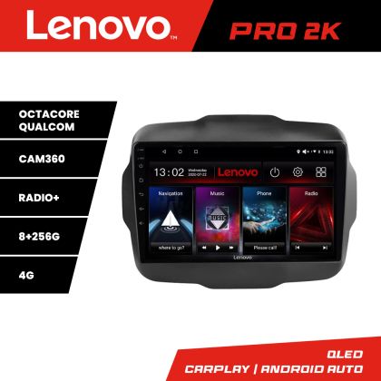 Navigatie Jeep Renegade 2015-2020 Lenovo Kit-500 8 core QLED 2K 8+256 360 Android Waze USB Navigatie Internet Youtube Radio