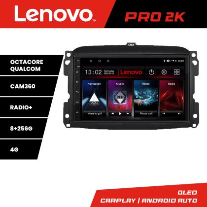 Navigatie Fiat 500 2015-2021 Lenovo Kit-500new 8 core QLED 2K 8+256 360 Android Waze USB Navigatie Internet Youtube Radio