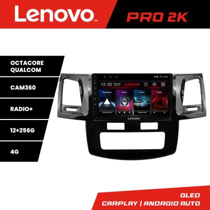 Navigatie Toyota Hilux 2008-2014 Lenovo Kit-143 8 core QLED 2K 12+256 360 Android Waze USB Navigatie Internet Youtube Radio