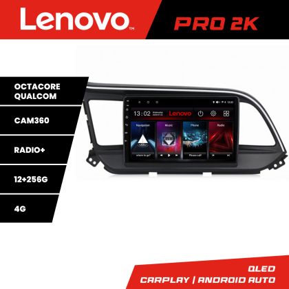 Navigatie Hyundai Elantra 2018- Lenovo Kit-1581 8 core QLED 2K 12+256 360 Android Waze USB Navigatie Internet Youtube Radio