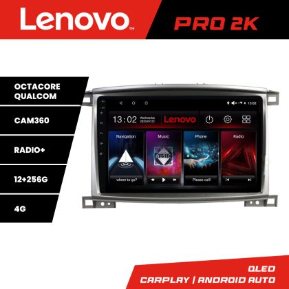 Navigatie Toyota Land Cruiser L100 2002-2008 Lenovo Kit-L100 8 core QLED 2K 12+256 360 Android Waze USB Navigatie Internet Youtube Radio