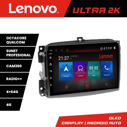 Navigatie Fiat 500L 2012-2017 Lenovo Kit-500L 8 core QLED Qualcomm 4+64 360 Android Waze USB Navigatie Internet Youtube Radio