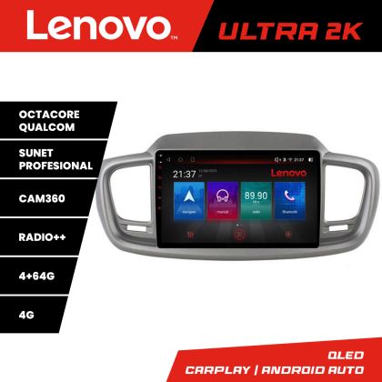 Navigatie Kia Sorento 2015-2018 Lenovo Kit-6528 8 core QLED Qualcomm 4+64 360 Android Waze USB Navigatie Internet Youtube Radio