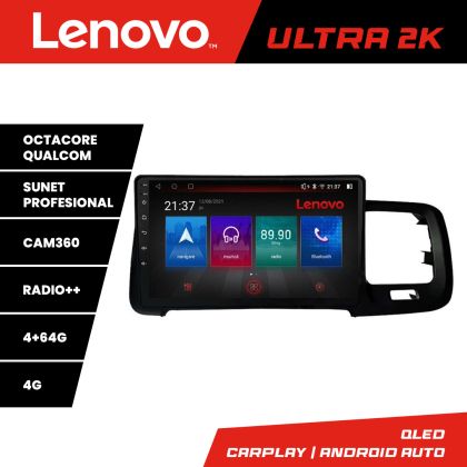 Navigatie Volvo S60 2008-2014 Lenovo Kit-s60-08 8 core QLED Qualcomm 4+64 360 Android Waze USB Navigatie Internet Youtube Radio