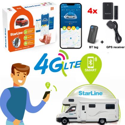 Alarmă auto online Starline CAMPER 4 GPS GSM 4G, integrare CAN-OEM, 2xSIM, Bluetooth, 4xSenzori magnetici wireless