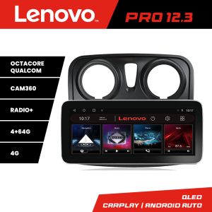 Navigáció Dacia Sandero Logan 2012-2020 K-sandero Lenovo PRO 4+64 12,3 hüvelykes qled android 4G DSP gps internet
