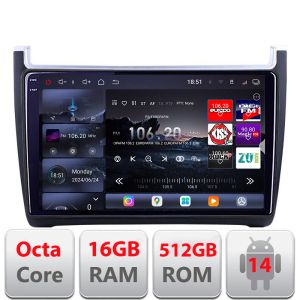 Navigatie VW Polo 2014- Edotec Kit-655 8 core QLED 2K 12+256GB 360 Android Waze USB Navigatie Internet Youtube Radio