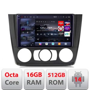 Navigatie BMW Seria 1 E87 2007-2011 clima manuala Edotec Kit-bmw117-manual 8 core QLED 2K 12+256GB 360 Android Waze USB Navigatie Internet Youtub