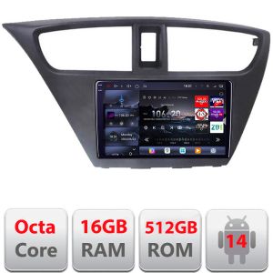 Navigatie Honda Civic 2012-2016 Edotec Kit-CIVIC 8 core QLED 2K 12+256GB 360 Android Waze USB Navigatie Internet Youtube Radio