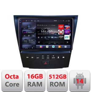 Navigáció Lexus GS-04 2004-2011 Edotec készlet - GS-04 8 magos QLED 2K 12+256GB 360 Android Waze USB internet navigáció Youtube rádió