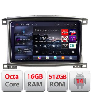 Toyota Land Cruiser L100 2002-2008 navigáció Edotec Kit-L100 8 magos QLED 2K 12+256GB 360 Android Waze USB internet navigáció Youtube rádió v1