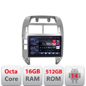 Navigatie VW Polo 2004-2011 Android radio gps internet 8 core QLED 2K 12+256GB 360 Edotec