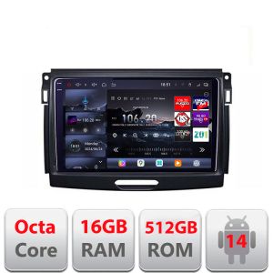 Navigáció Ford Ranger 2015-2020 Edotec Kit-574-v3 8 magos QLED 2K 12+256GB 360 Android Waze USB Internet Navigáció Youtube