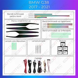 Hangulatvilágítás BMW G38 2017 - 2021 komplett szett telefonvezérlő díszlécekkel vagy eredeti rendszerrel