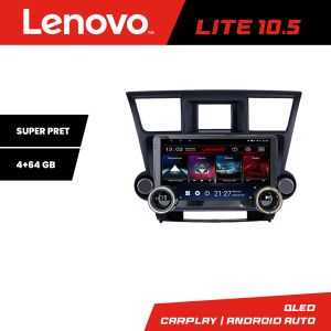 Navigáció Toyota Highlander 2007-2013 Lenovo 8 magos 4+64 10.5 hüvelykes Incell 1K android Wifi 5Ghz gps internet