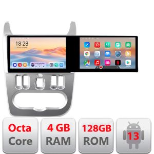 Navigáció Dacia Duster 2010-2012 Kit-099 Edotec 2 képernyő 8 magos 4+128 21.6 hüvelykes Incell android Wifi 5Ghz gps internet