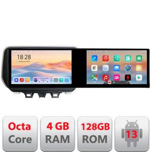 Navigáció Hyundai Tucson 2019 Edotec 2 képernyő 8 magos 4+128 21,6 hüvelykes Incell android Wifi 5Ghz gps internet Kit-1135