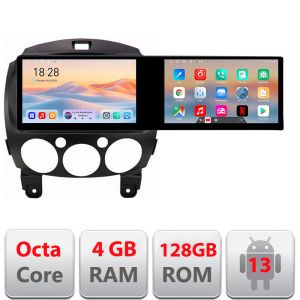 Navigáció Mazda 2 2007-2013 Edotec 2 képernyő 8 magos 4+128 21.6 hüvelykes Incell android Wifi 5Ghz gps internet készlet-mazda2