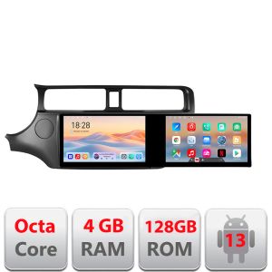 Navigáció Kia Rio 2011-2014 Kit-rio-11 Edotec 2 képernyő 8 magos 4+128 21.6 hüvelykes Incell android Wifi 5Ghz gps internet C