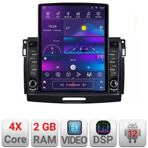 Ford Ranger 2015-2020 navigáció, négymagos, TESLA típusú, 9,7"-os képernyő, Android rádióval, Bluetooth internettel, GPS-szel, WIFI-vel, 2+32 DSP-vel