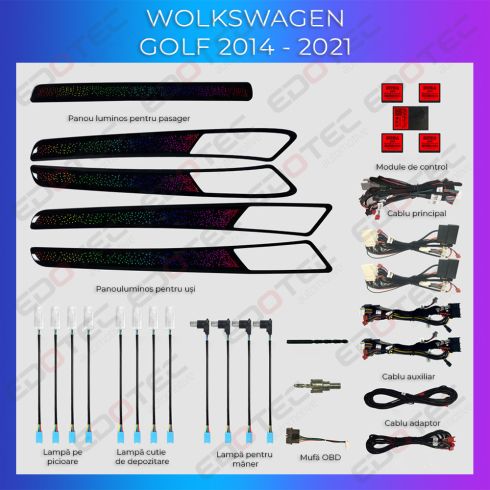 A VW Golf 7 hangulatvilágításának dedikált felszereltségei az eredeti rendszerről vagy telefonról vezérelhetők