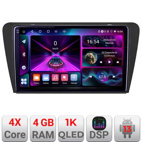 Navigáció Skoda Octavia 3 A-279 4+64 InCell kijelző 1K Android Waze USB internet navigáció Youtube rádió