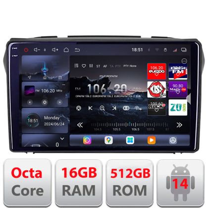 Navigatie Suzuki Alto 2009-2016 Android radio gps internet 8 core QLED 2K 16+512GB 360 Edotec