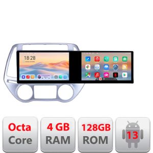 Navigatie Hyundai I20 2011-2014 manual si automat Edotec 2 ecrane  8 core 4+128 21.6 inch Incell android Wifi 5Ghz gps internet  Kit-i20-2012